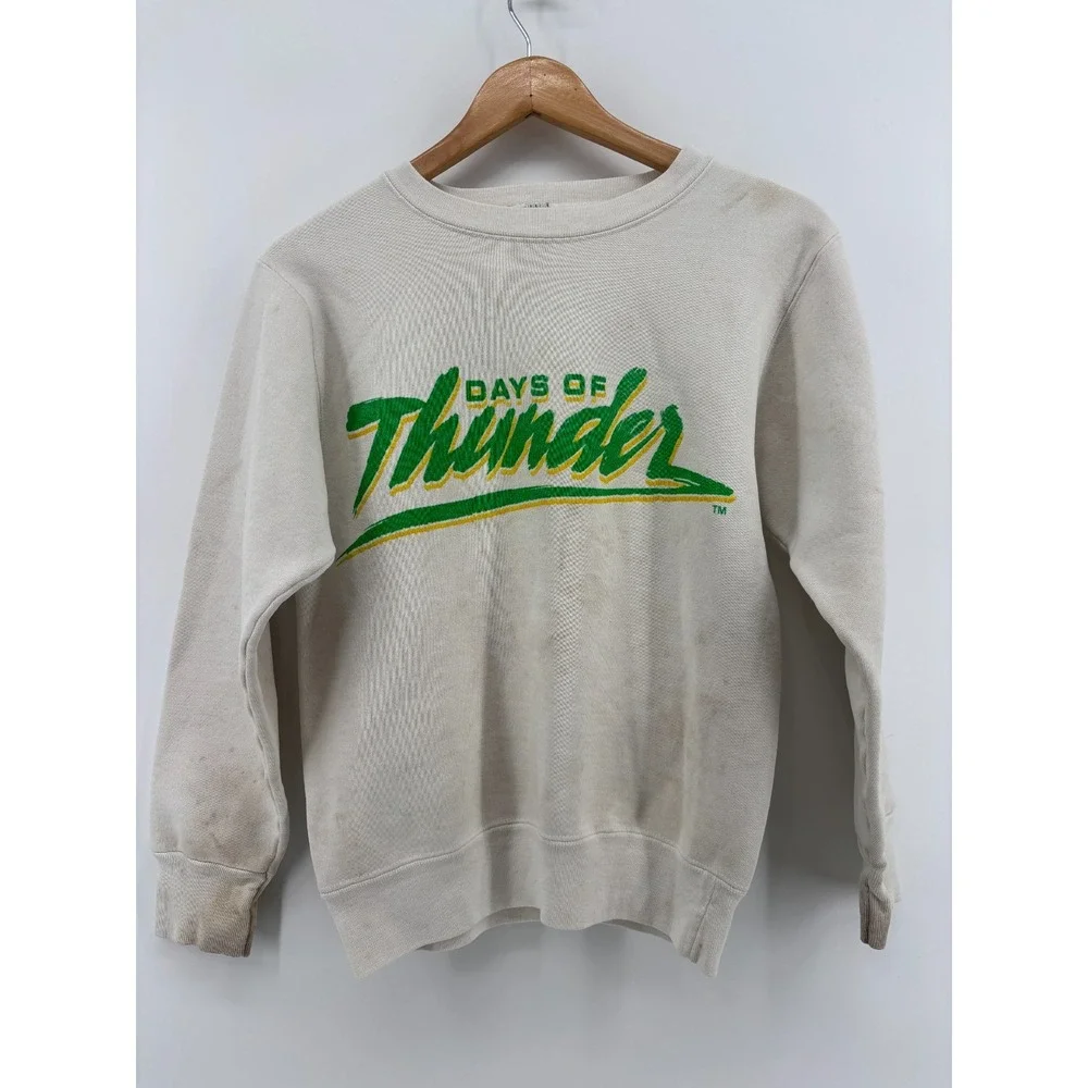 Days of Thunder Sweatshirt Mens White Long Sleeve Movie Promo Graphic Vintage